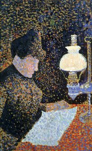 Woman by a lamp